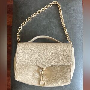 Rebecca Minkoff Tan Leather Shoulder Bag with Gold Chain